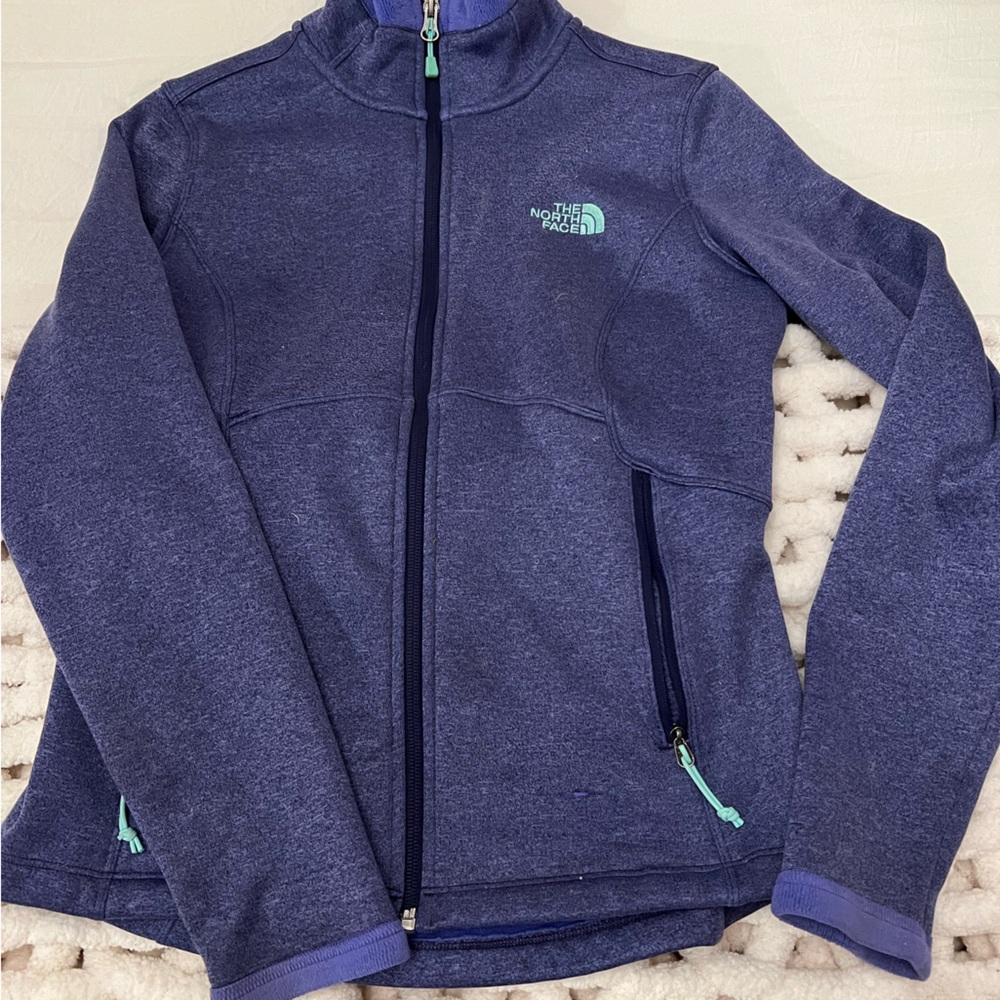 Purple North face fleece lined jacket size S